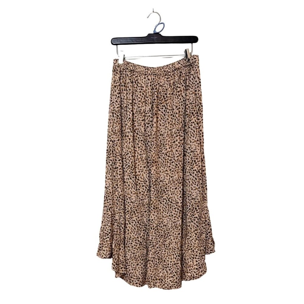 Abercrombie & Fitch Womens Leopard Print High-Low Midi Skirt With Ruffle Hem Siz - Picture 2 of 6